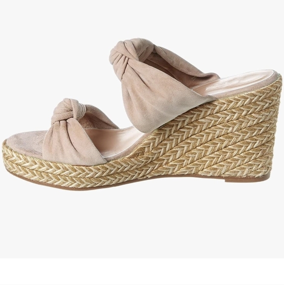 Size 8.5 Beige Espadrilles wedges. Knotted and Suede top. Like new - Picture 2 of 5